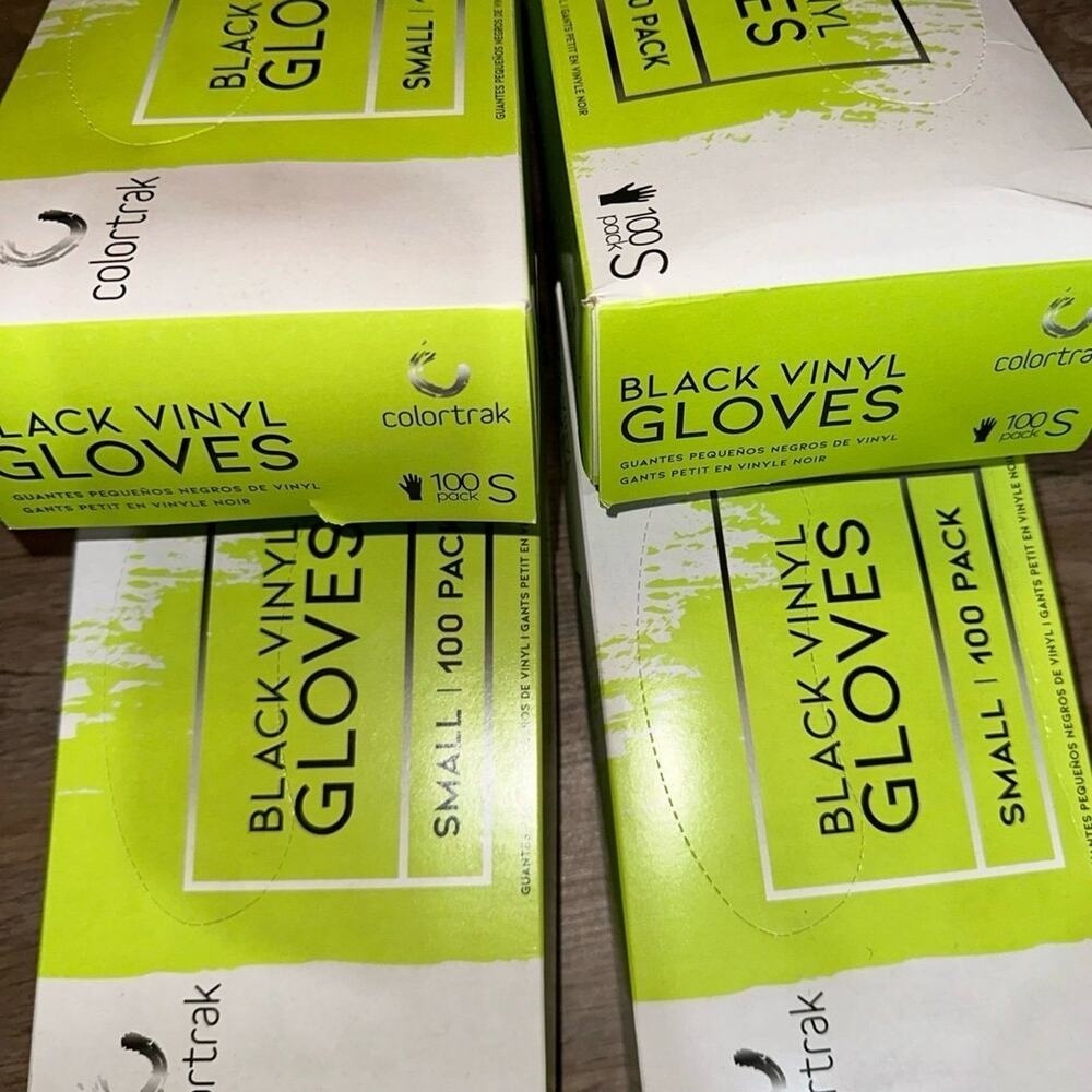 Colortrak Black Vinyl Gloves Small 100‎ Count Powder Free Latex Free 4 Boxes